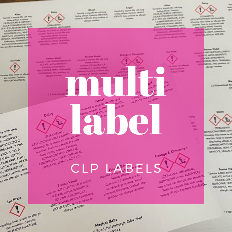 CLP Labels Printing for Wax Melts, Candles & Diffusers Printed CLP Labels