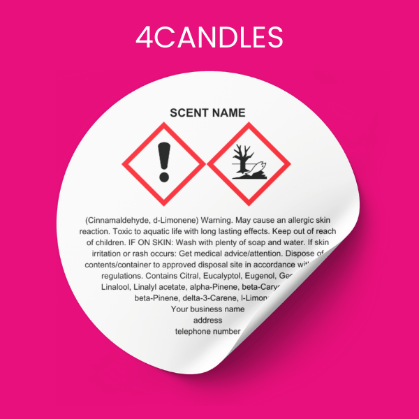 CLP Labels for Escentscia Prime and Style Ranges from 4Candles Fragrance Oils -  (Wax Melts & Candles)
